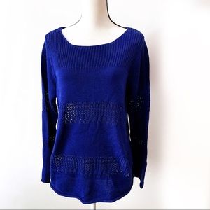 Chelsea & Theodore Royal Blue Cotton Blend Sweater